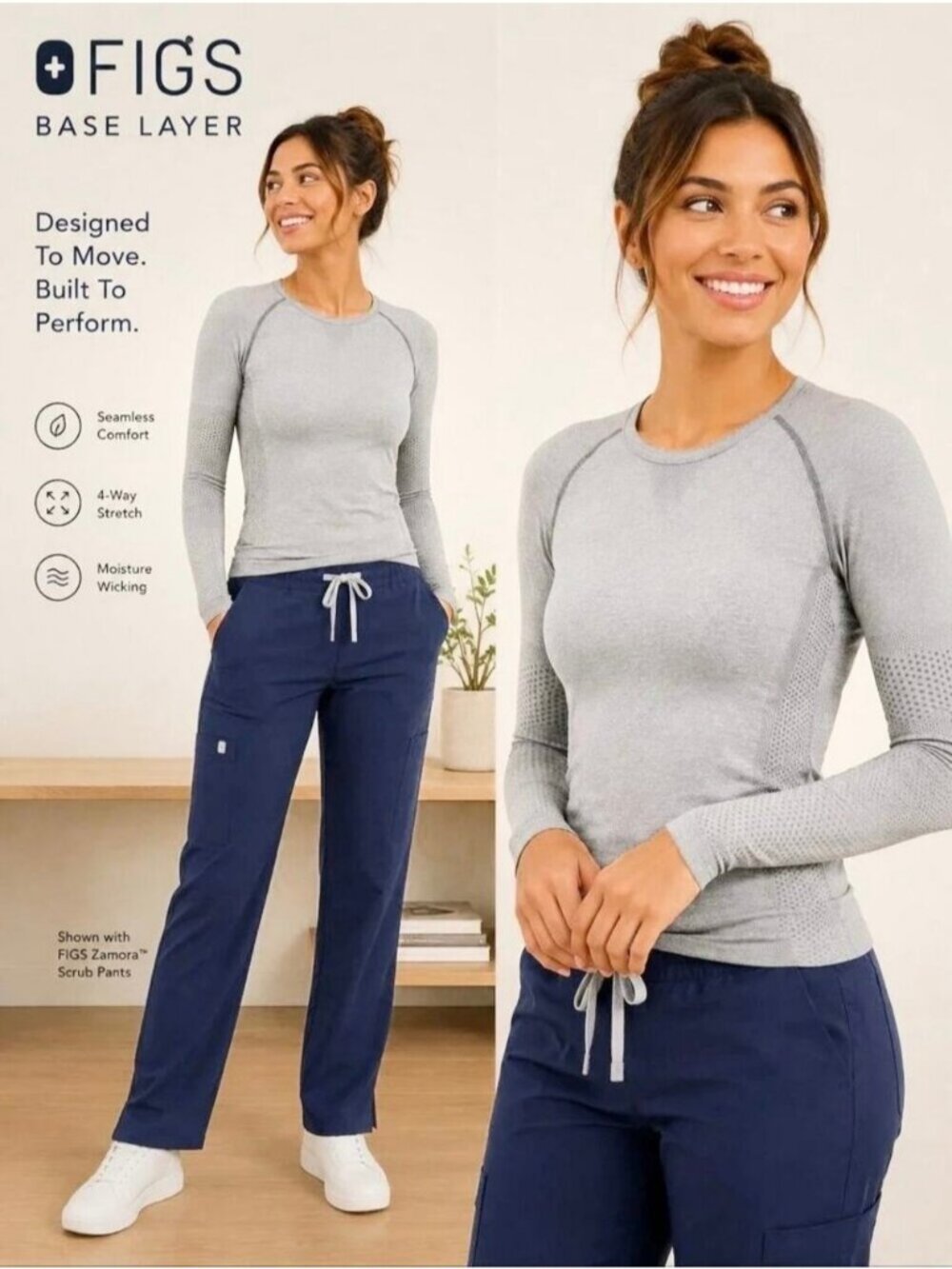 FIGS Salta Seamless Underscrub Top Size Medium